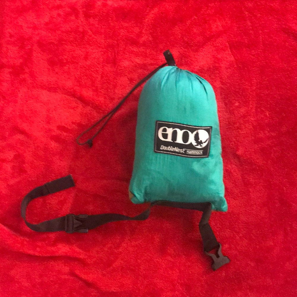 Teal and Tan Eno Hammock